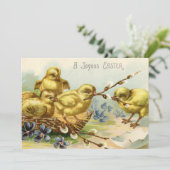 ヴィンテージイースターヒナパーティの招待状 招待状 (スタンド正面)