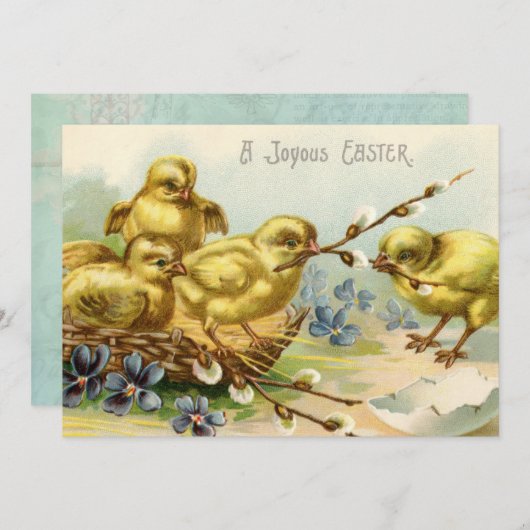 ヴィンテージイースターヒナパーティの招待状 招待状 (正面/裏面)