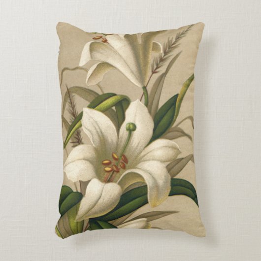 ヴィンテージイースタービクトリアンユリ、花の開花 アクセントクッション (正面(垂直))