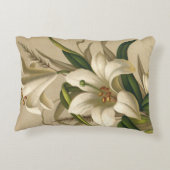 ヴィンテージイースタービクトリアンユリ、花の開花 アクセントクッション (裏面)