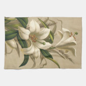 ヴィンテージイースタービクトリアンユリ、花の開花 キッチンタオル (横)