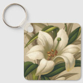 ヴィンテージイースタービクトリアンユリ、花の開花 キーホルダー (正面)