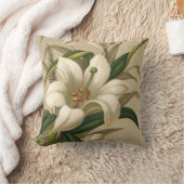 ヴィンテージイースタービクトリアンユリ、花の開花 クッション (ブランケット)