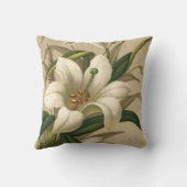 ヴィンテージイースタービクトリアンユリ、花の開花 クッション (裏面)