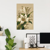 ヴィンテージイースタービクトリアンユリ、花の開花 ポスター (ホームオフィス)