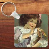 ヴィンテージイースタービクトリアン、ガールバニーラビットエッグ キーホルダー (正面)