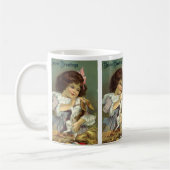 ヴィンテージイースタービクトリアン、ガールバニーラビットエッグ コーヒーマグカップ (左)