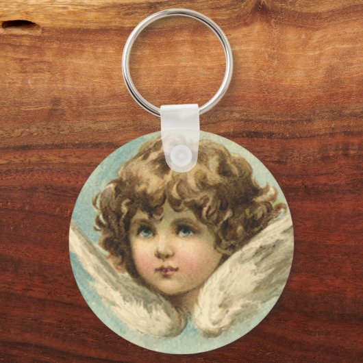 ヴィンテージイースタービクトリアン、ユリの花と天使 キーホルダー (正面)