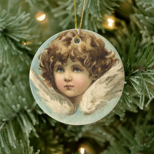 ヴィンテージイースタービクトリアン、ユリの花と天使 セラミックオーナメント (ツリー)