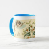 ヴィンテージイースタービクトリアン、ユリの花と天使 マグカップ (正面左)