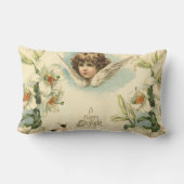 ヴィンテージイースタービクトリアン、ユリの花と天使 ランバークッション (裏面)