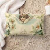 ヴィンテージイースタービクトリアン、ユリの花と天使 ランバークッション (ブランケット)