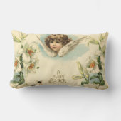 ヴィンテージイースタービクトリアン、ユリの花と天使 ランバークッション (正面)