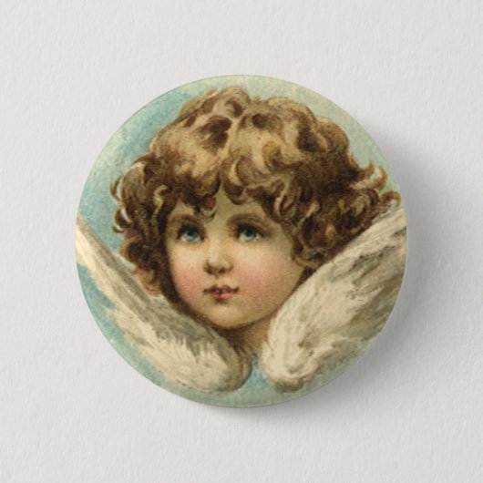 ヴィンテージイースタービクトリアン、ユリの花と天使 缶バッジ (正面)