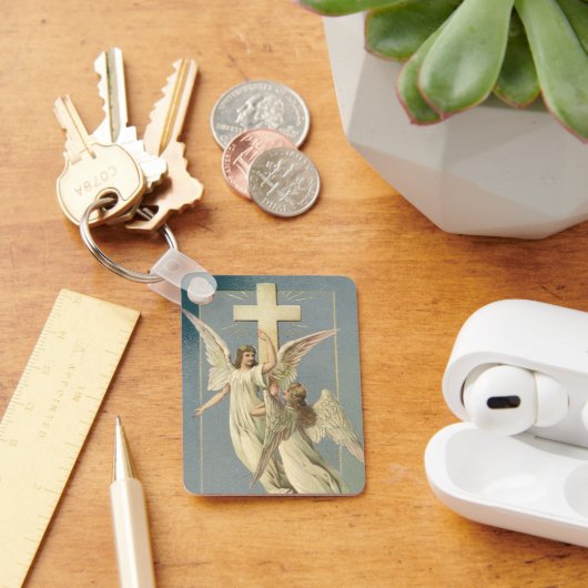 ヴィンテージイースタービクトリアン、十字架の天使 キーホルダー (デスク)