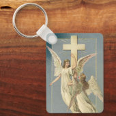 ヴィンテージイースタービクトリアン、十字架の天使 キーホルダー (正面)
