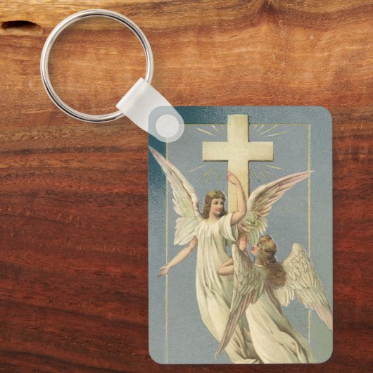 ヴィンテージイースタービクトリアン、十字架の天使 キーホルダー (正面)