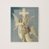 ヴィンテージイースタービクトリアン、十字架の天使 ジグソーパズル (縦)