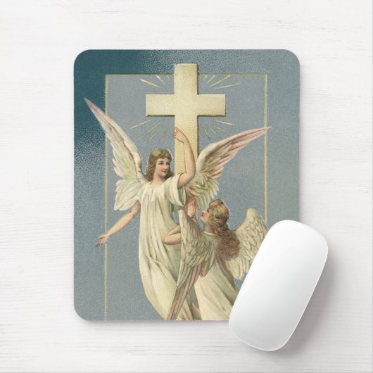 ヴィンテージイースタービクトリアン、十字架の天使 マウスパッド (マウス)