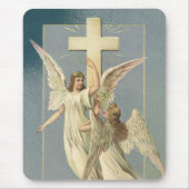 ヴィンテージイースタービクトリアン、十字架の天使 マウスパッド (正面)