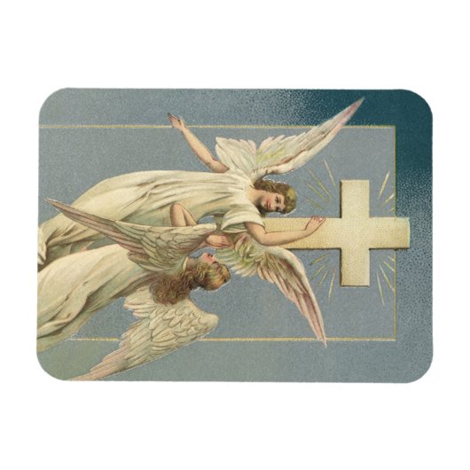ヴィンテージイースタービクトリアン、十字架の天使 マグネット (横)