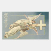 ヴィンテージイースタービクトリアン、十字架の天使 長方形シール (正面)