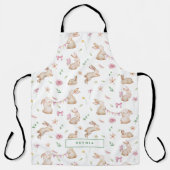 ヴィンテージイースターピンクのウサギのパターン エプロン (正面)