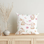 ヴィンテージイースターピンクのウサギのパターン クッション