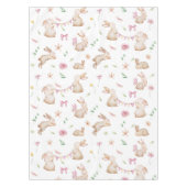 ヴィンテージイースターピンクのウサギのパターン テーブルクロス (正面)