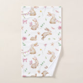 ヴィンテージイースターピンクのウサギのパターン バスタオルセット (ハンドタオル)
