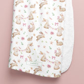 ヴィンテージイースターピンクのウサギのパターン フリースブランケット