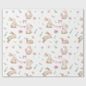 ヴィンテージイースターピンクのウサギのパターン ラッピングペーパー (フラット)