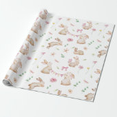 ヴィンテージイースターピンクのウサギのパターン ラッピングペーパー (アンロールド)