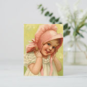 ヴィンテージイースターピンクのボンネットガール シーズンポストカード (スタンド正面)