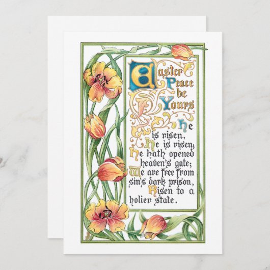 ヴィンテージイースターピースハイムと金ゴールドチューリップ シーズンカード (正面/裏面)