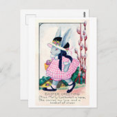 ヴィンテージイースターファッショナブルBunny ポストカード (正面/裏面)