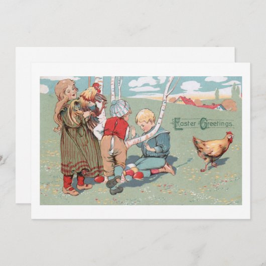 ヴィンテージイースターファームの動物と子供 シーズンカード (正面/裏面)