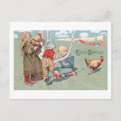 ヴィンテージイースターファームの動物と子供 シーズンポストカード (正面)