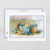 ヴィンテージイースターフローラと雛 ポストカード (正面/裏面)