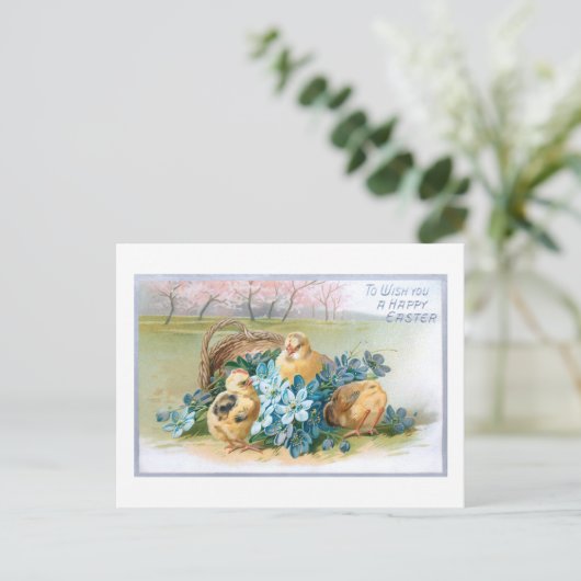 ヴィンテージイースターフローラと雛 ポストカード (スタンド正面)
