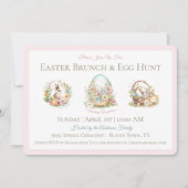 ヴィンテージイースターブランチ卵狩りピンク招待状 招待状 (正面)