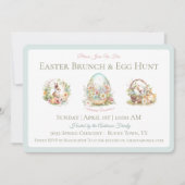 ヴィンテージイースターブランチ 卵の宝探し 青い招待状 招待状 (正面)