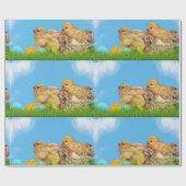 ヴィンテージイースターベビーチキンブルーラッピング紙 ラッピングペーパー (フラット)