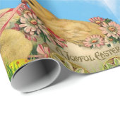 ヴィンテージイースターベビーチキンブルーラッピング紙 ラッピングペーパー (ロールコーナー)