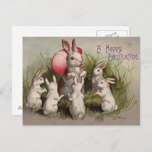 ヴィンテージイースターホリディグリーティングポストカード シーズンポストカード (正面/裏面)