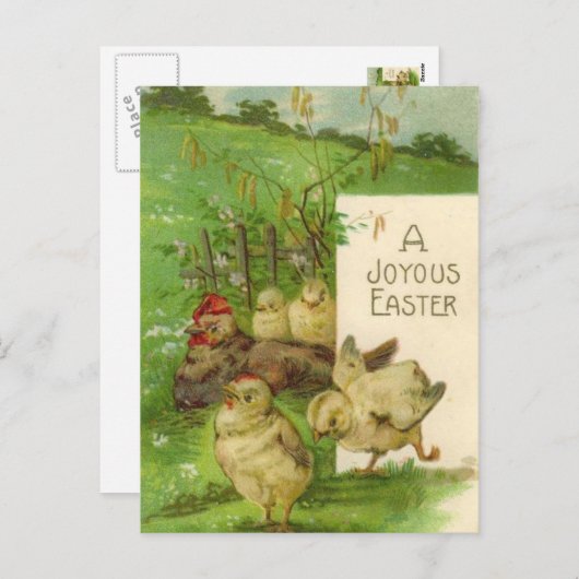 ヴィンテージイースターホリディシックハガキ シーズンポストカード (正面/裏面)