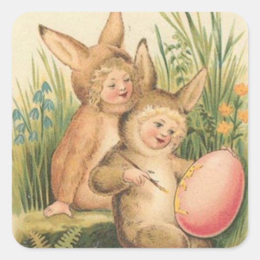 ヴィンテージイースターホリデーアートスタンプ スクエアシール (正面)