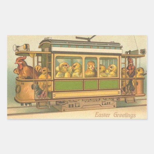 ヴィンテージイースターホリデーアートステッカー 長方形シール (正面)