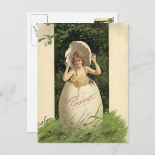 ヴィンテージイースターホリデーアートハガキ シーズンポストカード (正面/裏面)