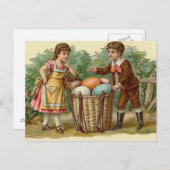 ヴィンテージイースターホリデーアートハガキ シーズンポストカード (正面/裏面)